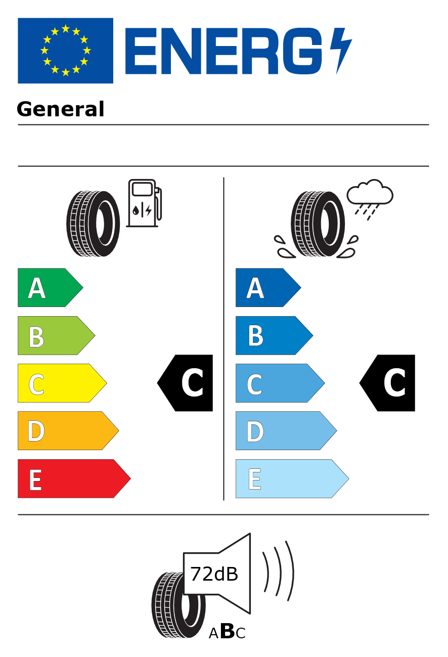 Etichetta energetica per Pneumatico GENERAL 205/65 R17 100H GRABBER CROSS A/S M+S