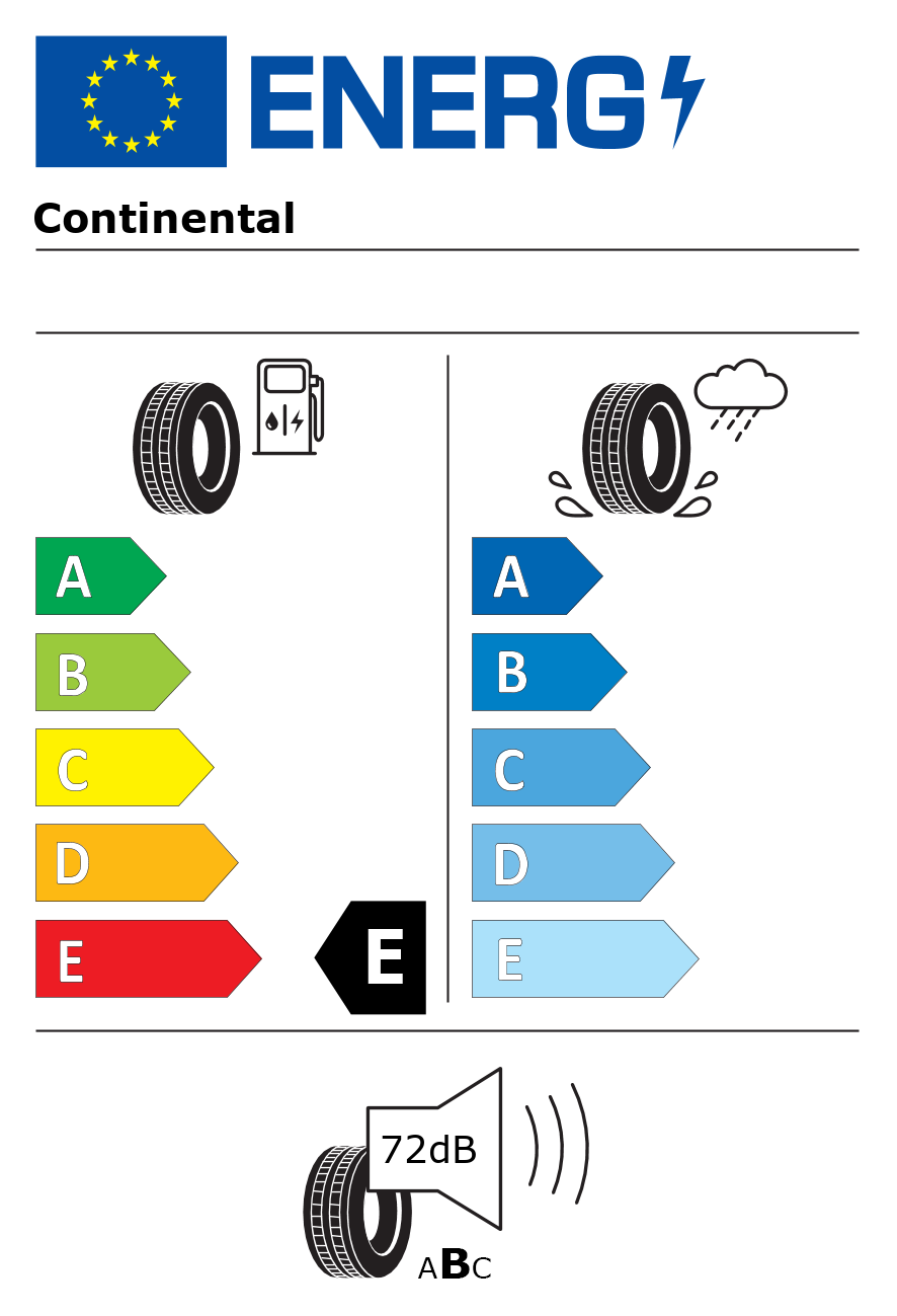 Etichetta energetica per Pneumatico CONTINENTAL 235/40 R19 96T Viking Contact 7 XL B