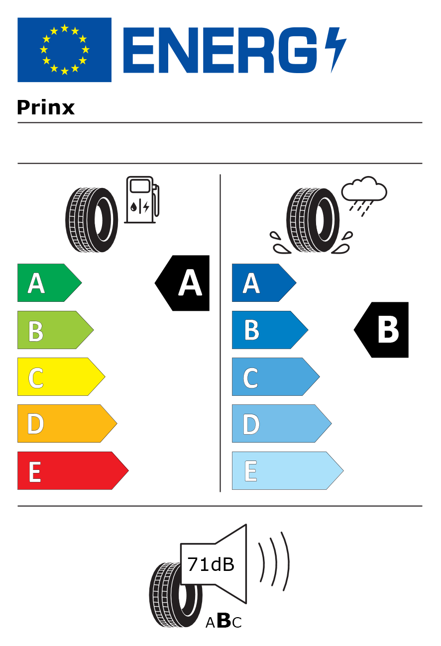 Etichetta energetica per Pneumatico PRINX 215/60 R16 95V XLAB COMFORT EV RF