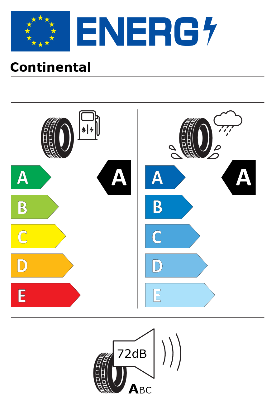 Etichetta energetica per Pneumatico CONTINENTAL 205/75 R16 110T VanContact A/S Eco M+S 8PR Evc