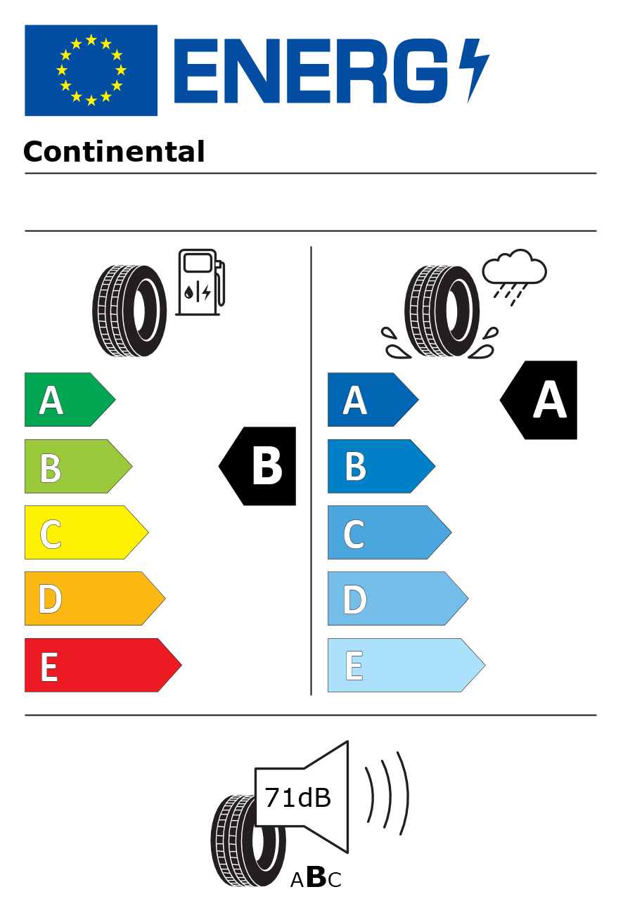 Etichetta energetica per Pneumatico CONTINENTAL 205/55 R16 91V EcoContact 6 Evc