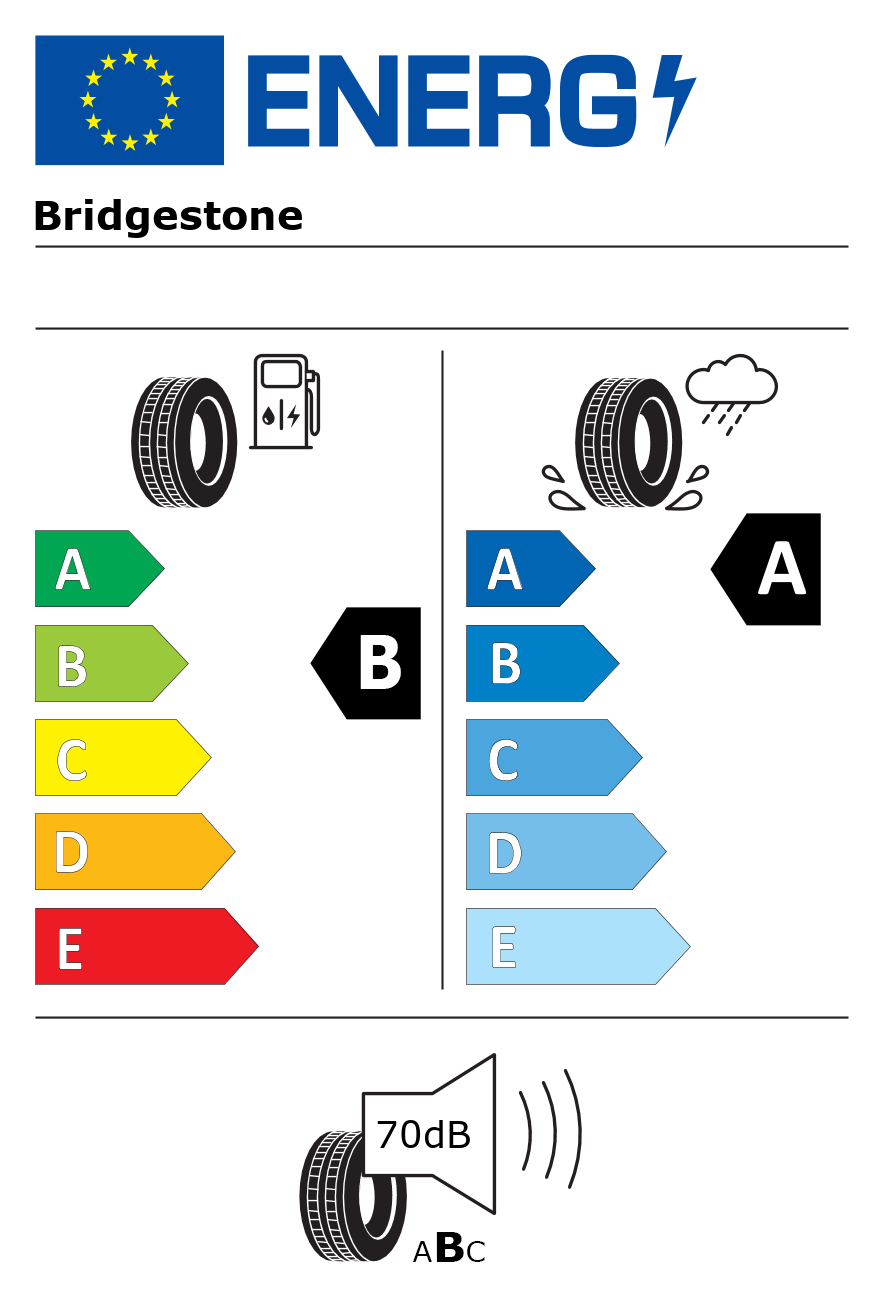 Etichetta energetica per Pneumatico BRIDGESTONE 185/65 R15 88H TURANZA T005