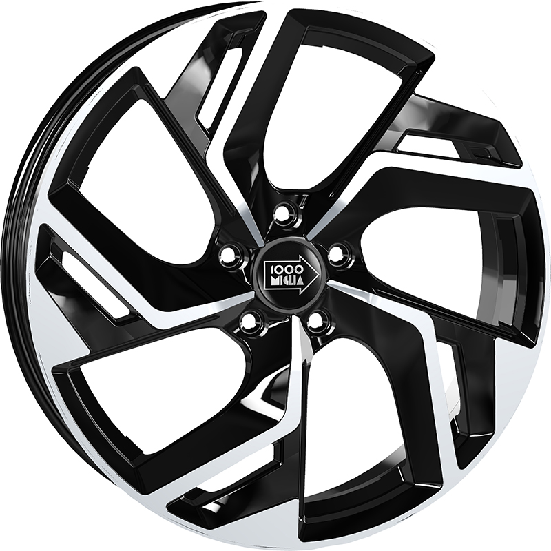 Cerchi in Lega MILLE MIGLIA Mm1031 Black Polished 5 fori 18\" 7.5X18 ET45 5x108