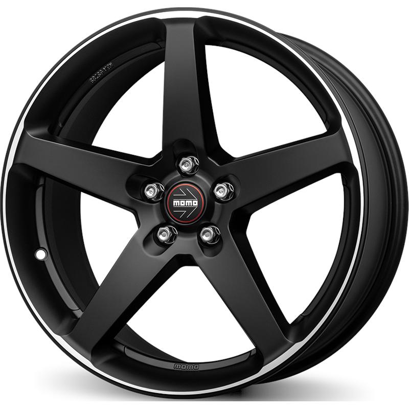 Cerchi in Lega MOMO WHEELS Five Nero Opaco Diamantato 5 fori 18\" 8X18 ET40 5x114.3