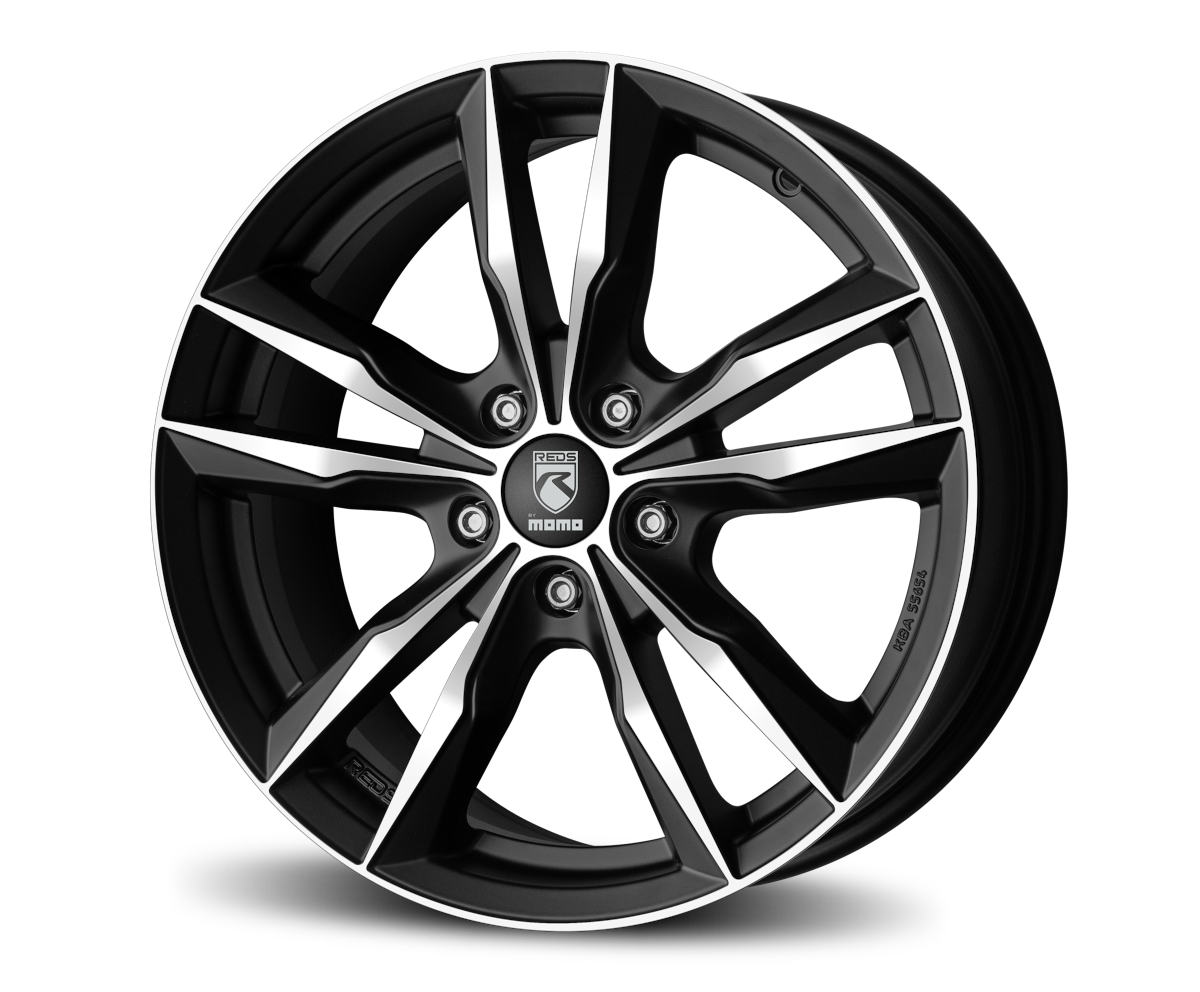 Cerchio MOMO WHEELS Reds Fast Nero Opaco Diamantato 5 fori 18\" 8X18 ET40 5x114.3